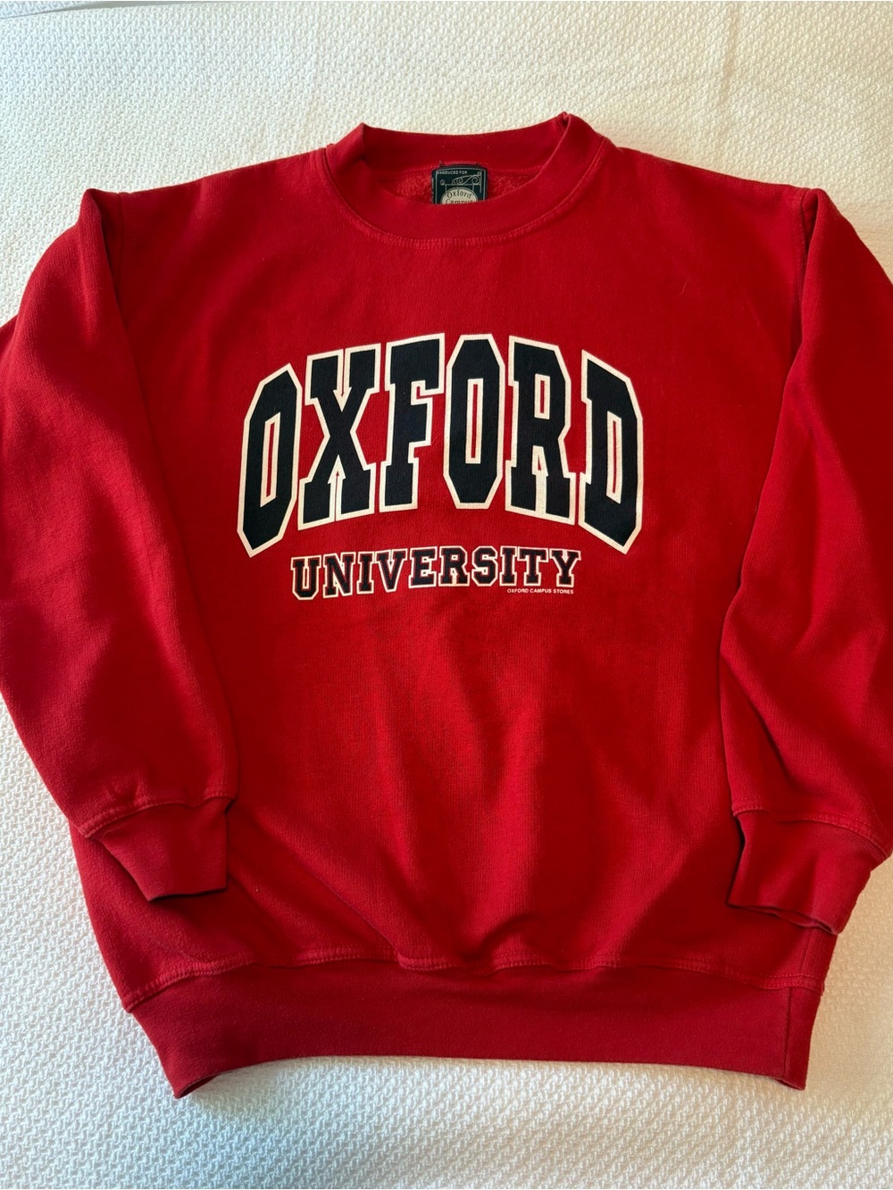 Oxford University Red Crewneck Sweatshirt Navy White Lettering VTG Small